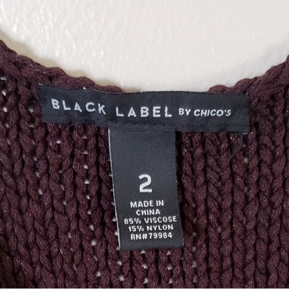 Black Label by Chico's Chocolate Brown Knit Sleeveless Sweater Size 2 - Picture 9 of 11